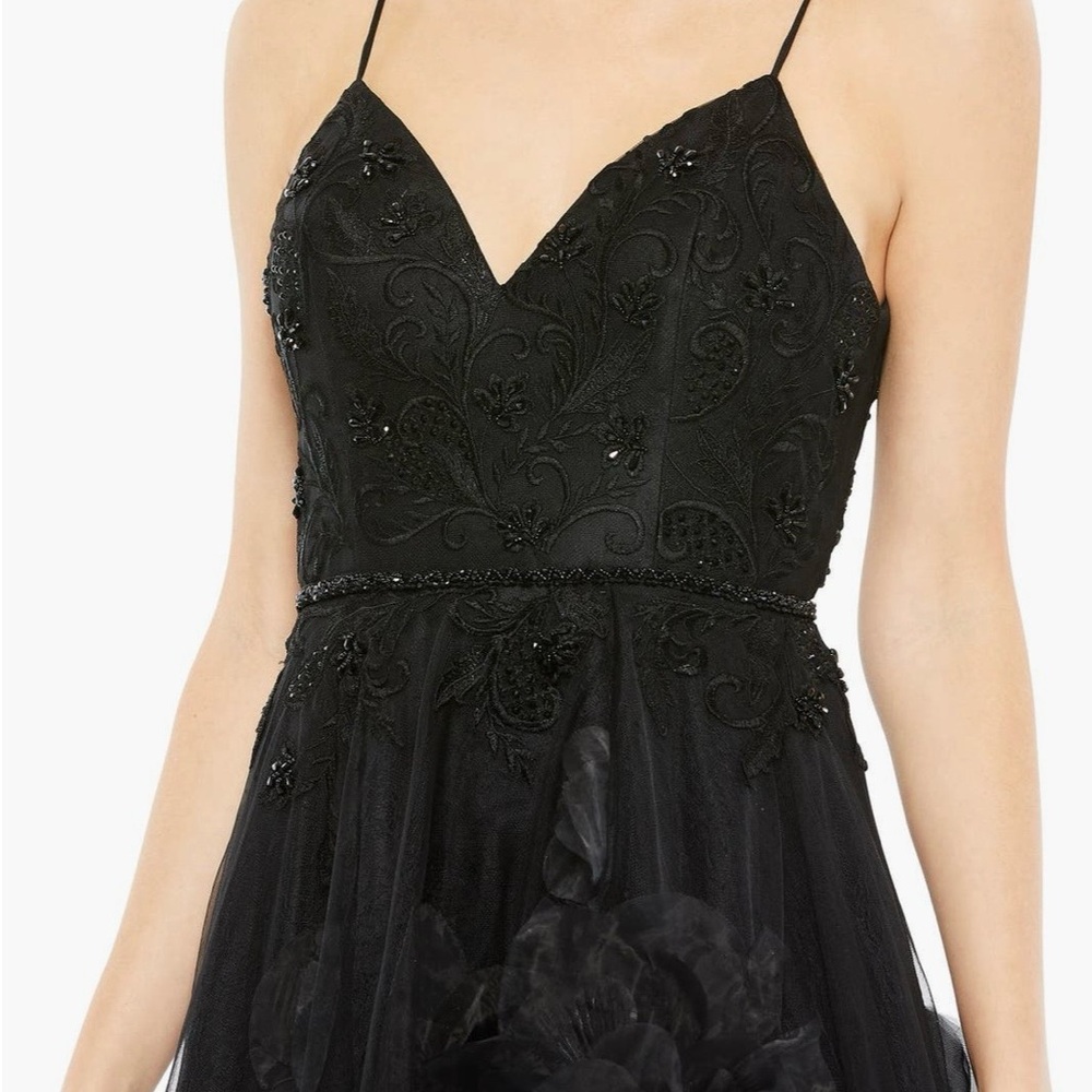 Mac Duggal Elegant Black Embroidered Prom Dress